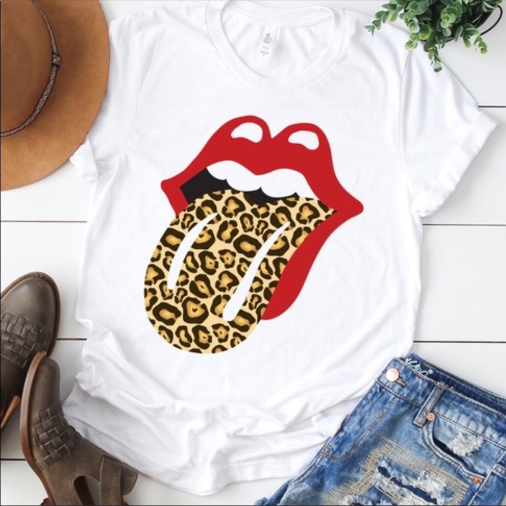 The Rolling Stones Animal Print Logo Tee